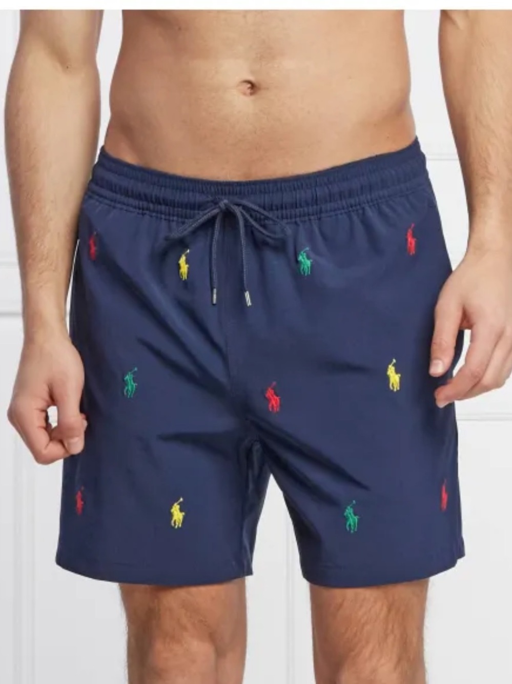 Polo Ralph Lauren Swim Trunks Navy Red Pony Print Swim Shorts Preppy Coastal